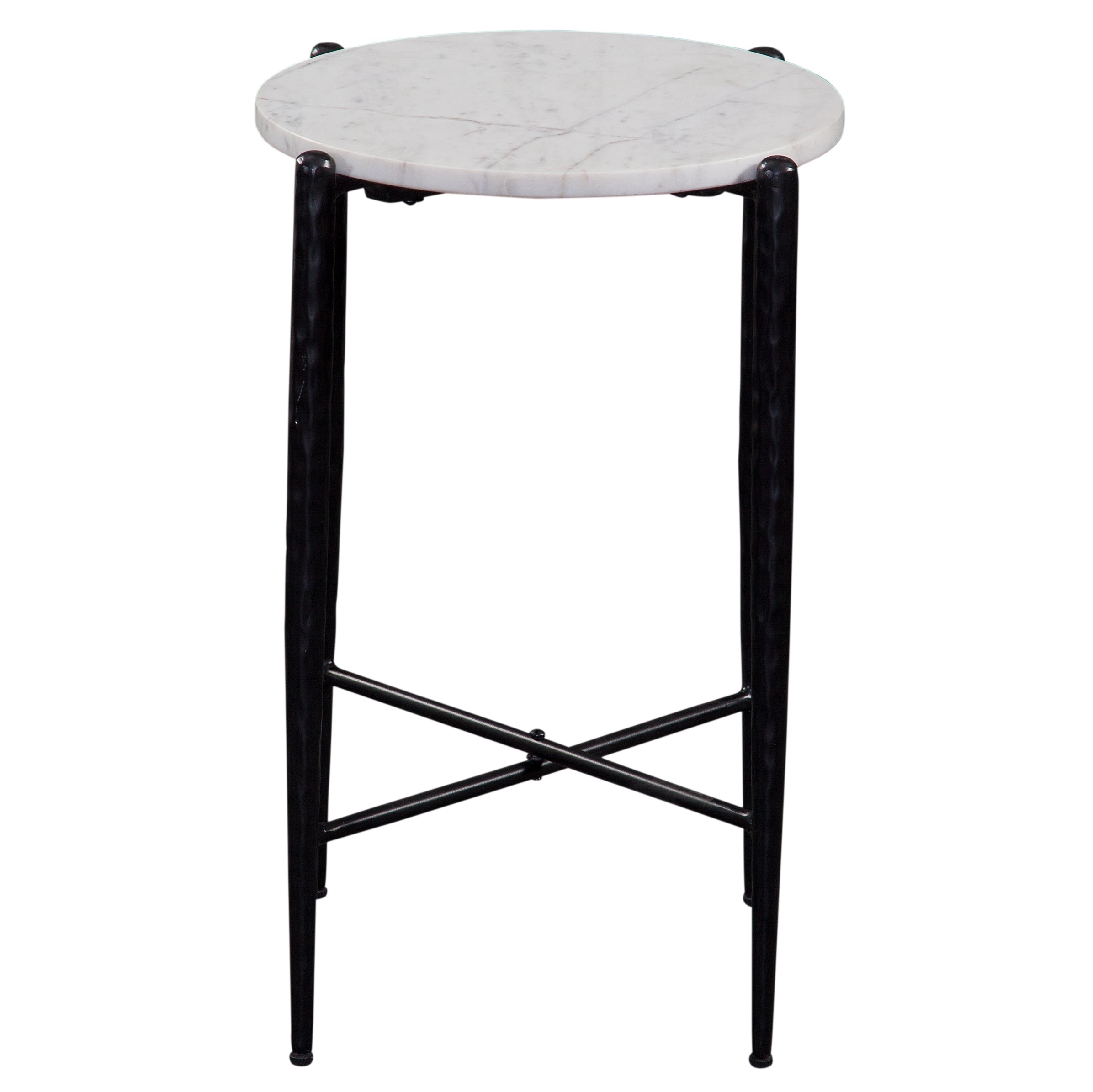 Loxie White Marble Top Round End Table