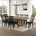 Aubrey Brown Rect Table + 8 Vaughn Black