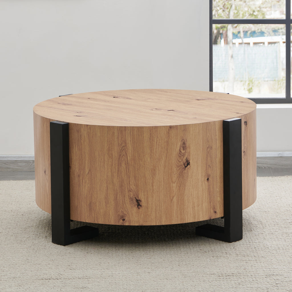 Darcie Faux Wood Round Cocktail Table
