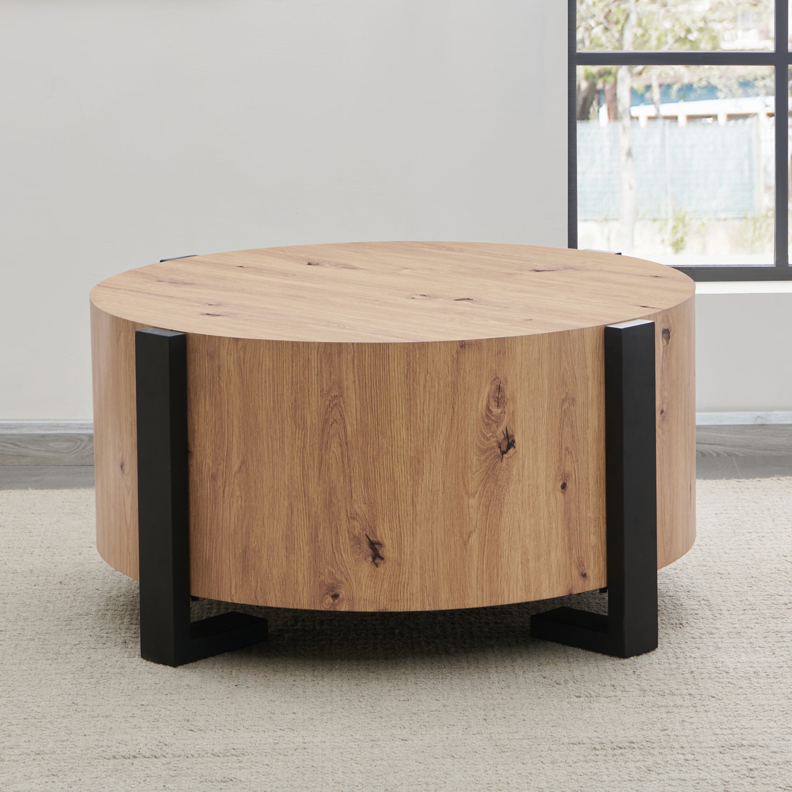 Darcie Faux Wood Round Cocktail Table