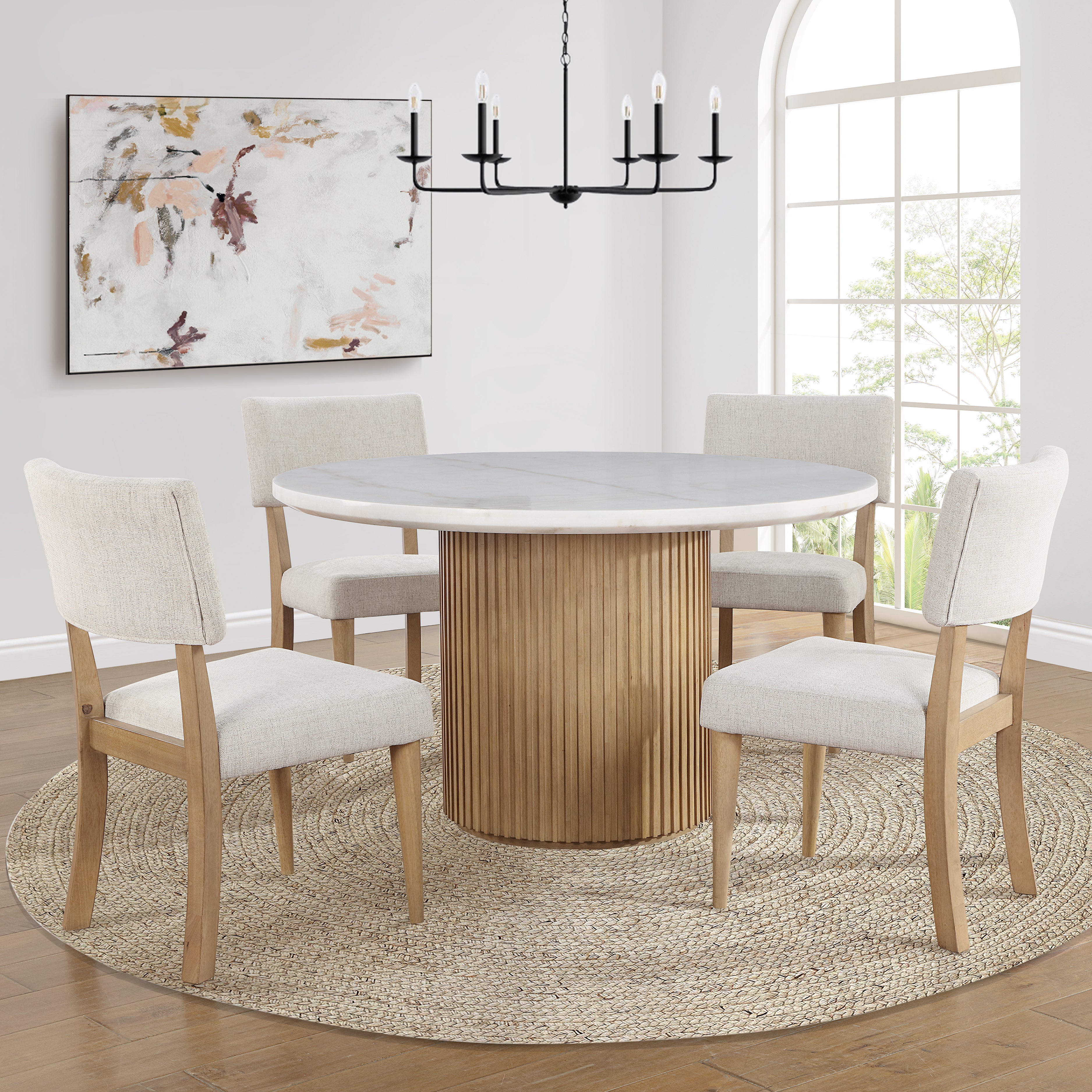Colvin 5pc 52 Round Brown, White Marble