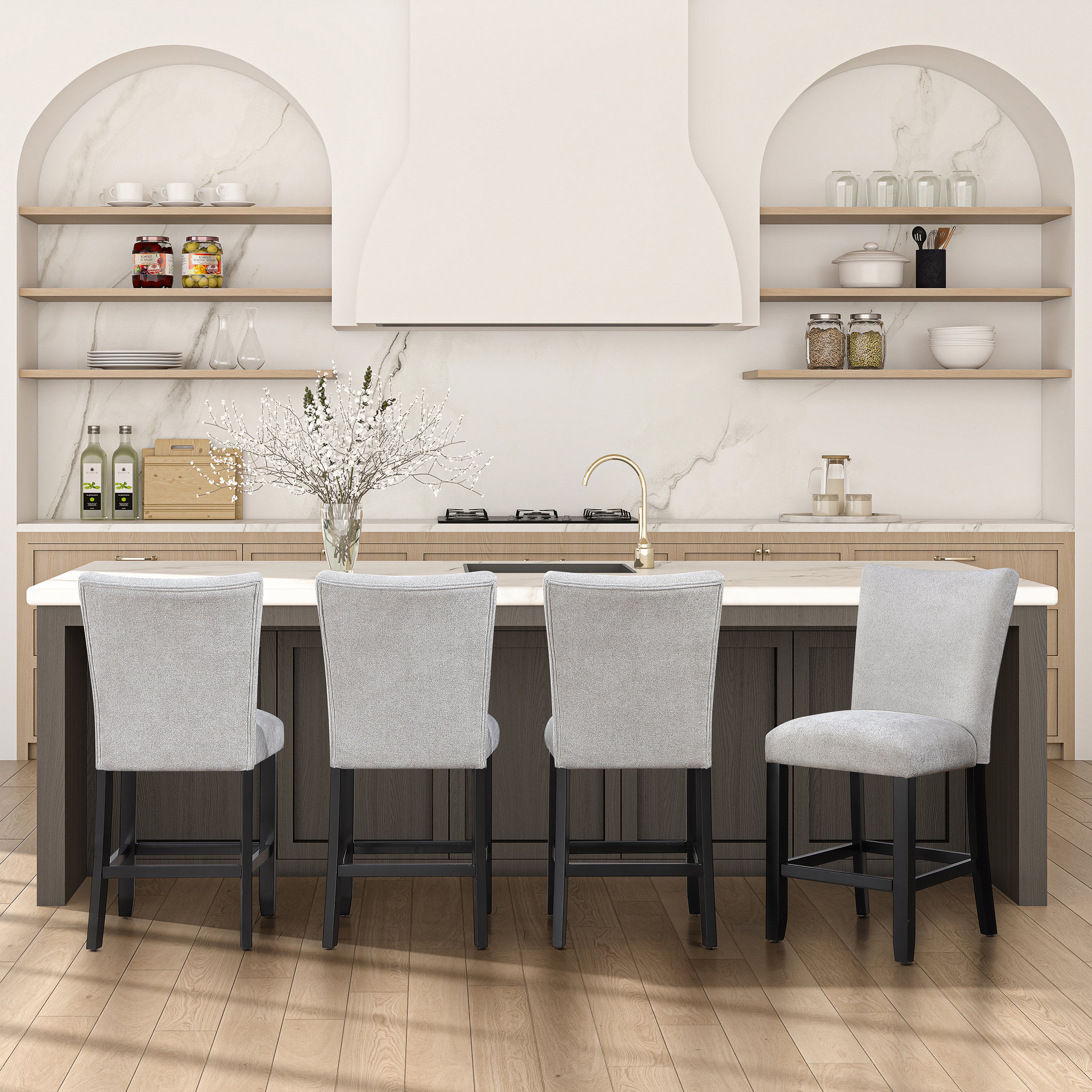 Artemis Gray Chenille Counter Chair