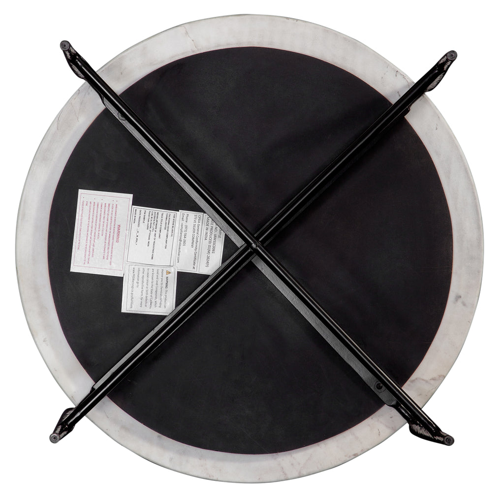 Loxie White Marble Top Round Cocktail Tb