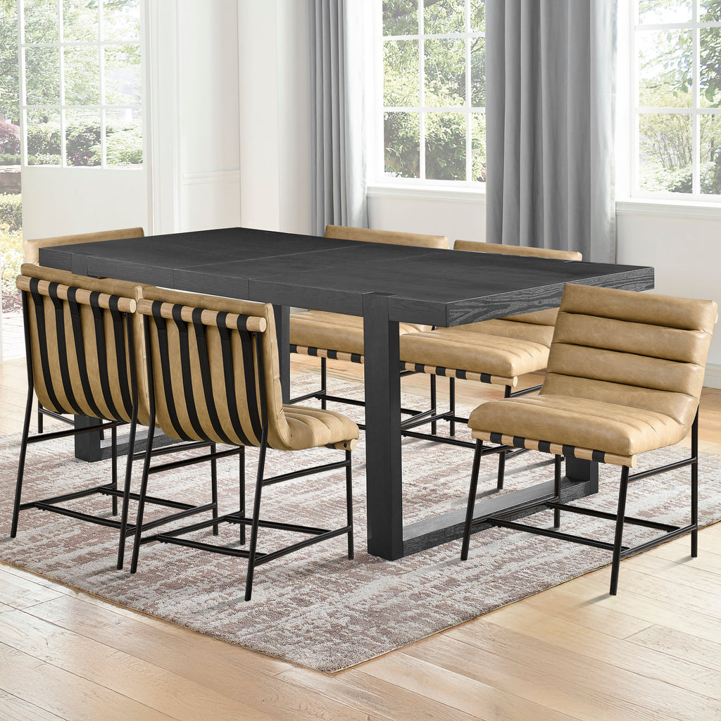 Yves Dining Table+nicco Sand PU Leather Chairs 7