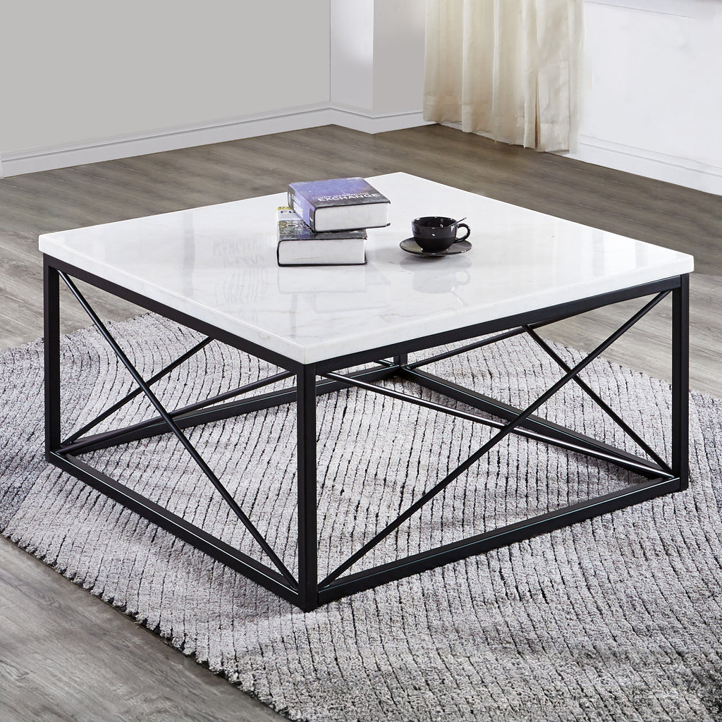 Skyler White Marble Top Square Cocktail