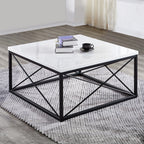 Skyler White Marble Top Square Cocktail