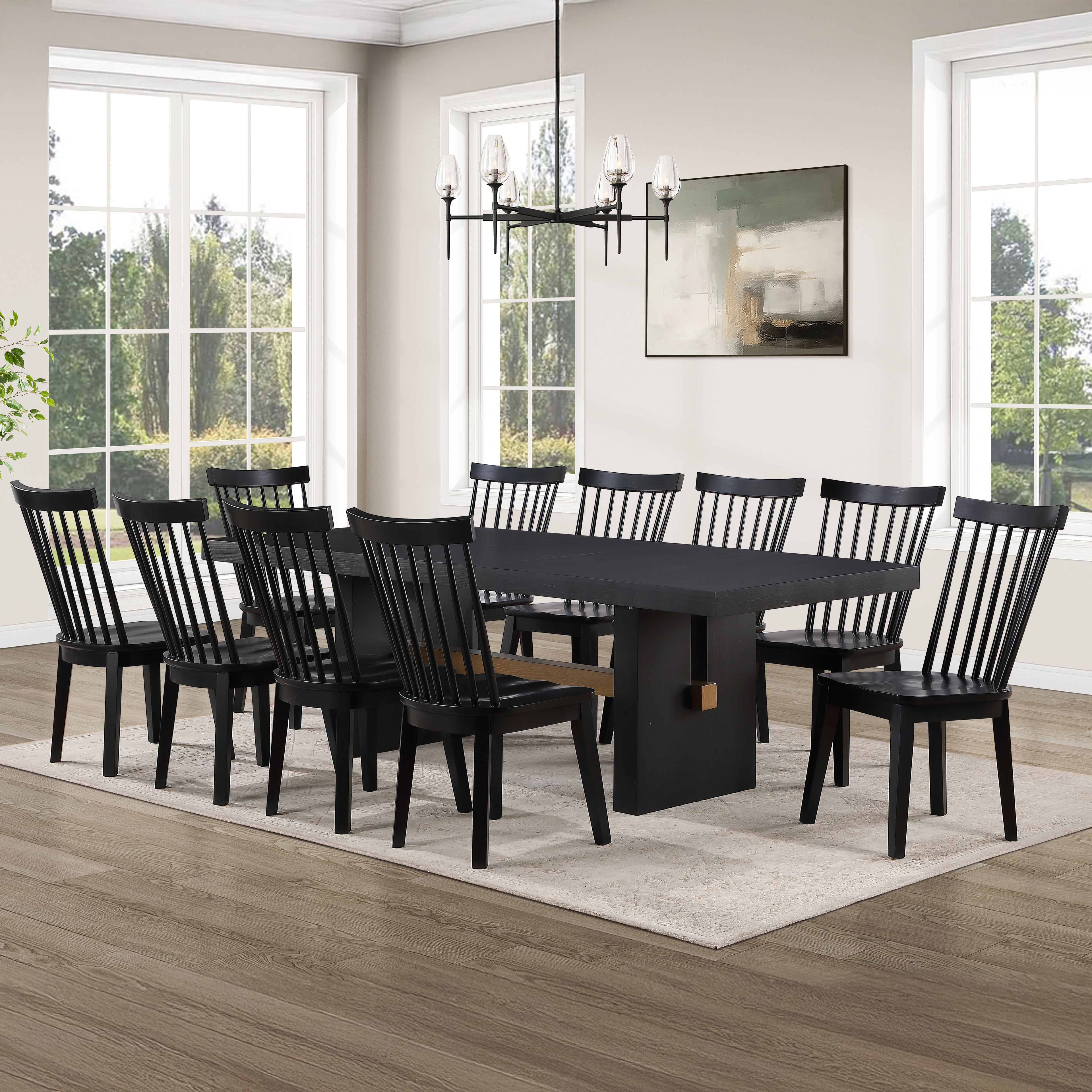 Aubrey Black Rect Table + 10 Vaughn Blac
