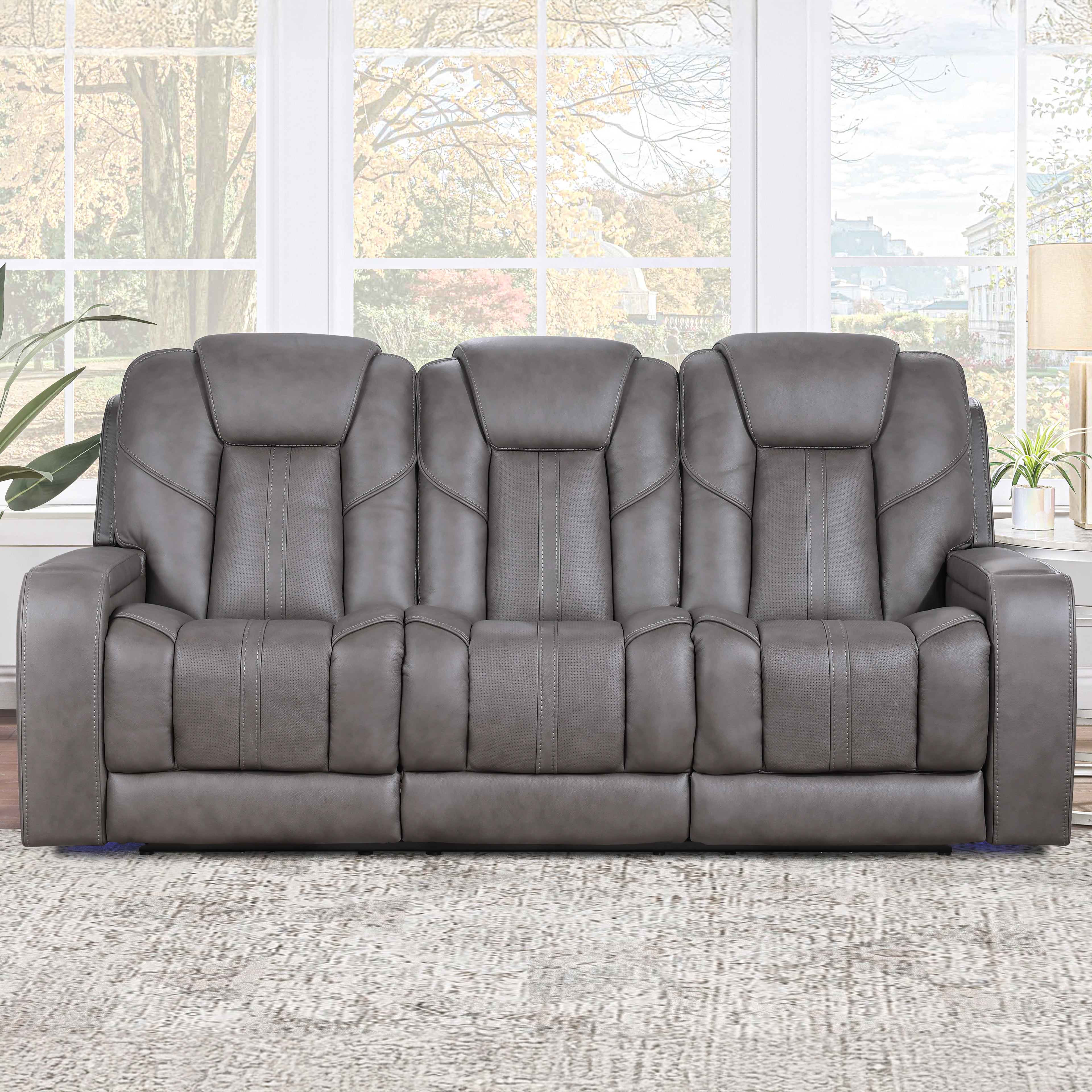 Daniel Triple Power Leather Theater Sofa